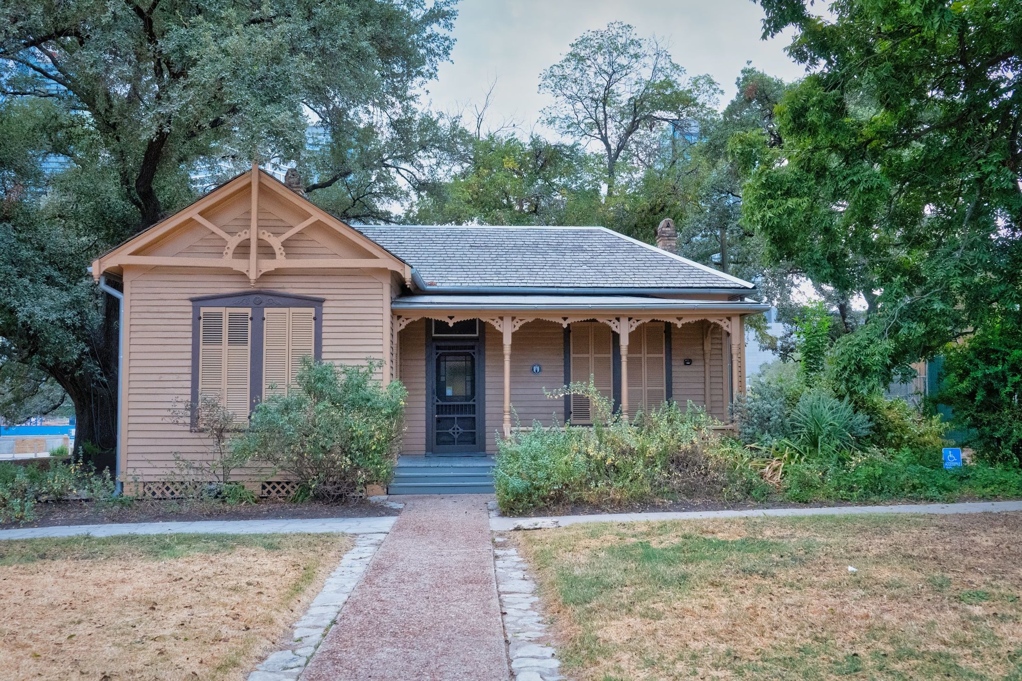 Historic bungalow-style house in Austin, Texas with a front walkway