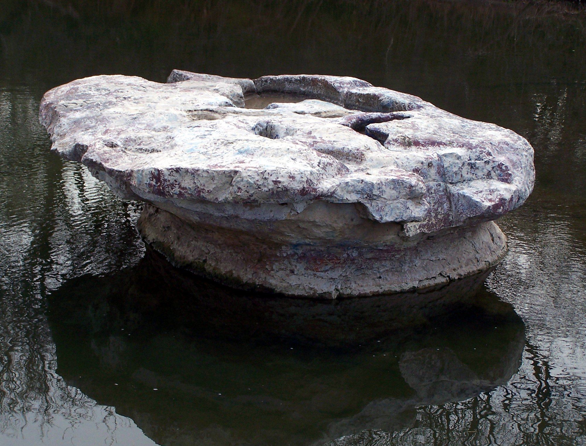 The Round Rock, the table-shaped limestone landmark in Brushy Creek, in Round Rock, Texas