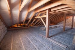 new attic with insulation recently installed”