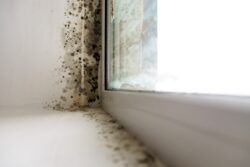 mold forming in a windowsill corner